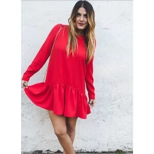 Zara Red Frill Hem Playsuit